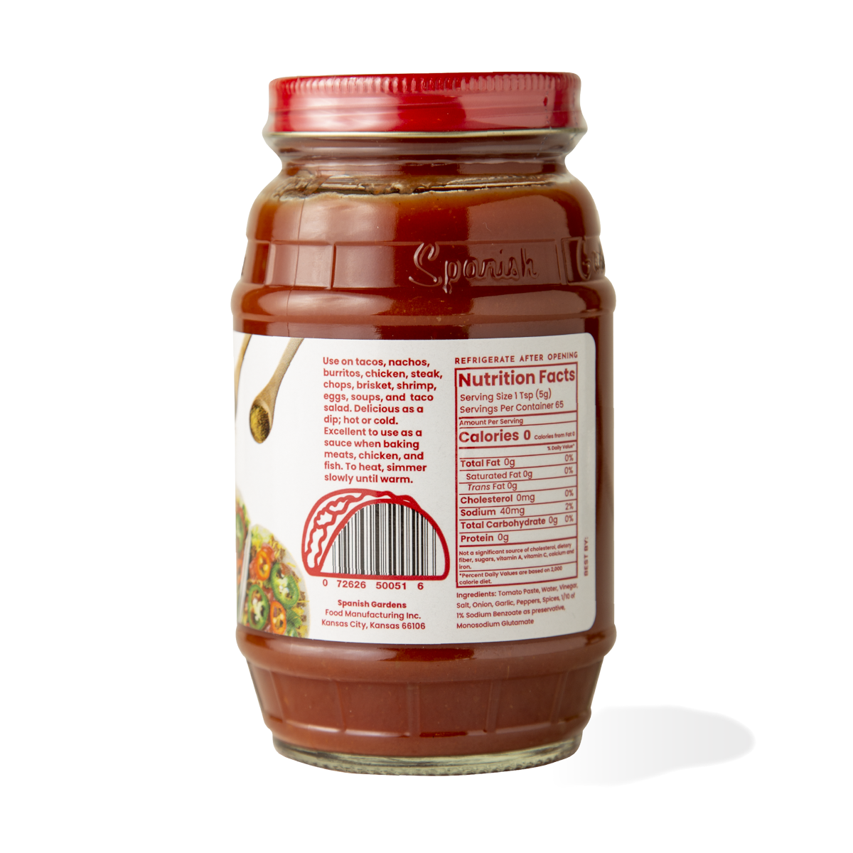 Hot Taco Sauce (11.5 oz) 6 pack Spanish Gardens Foods